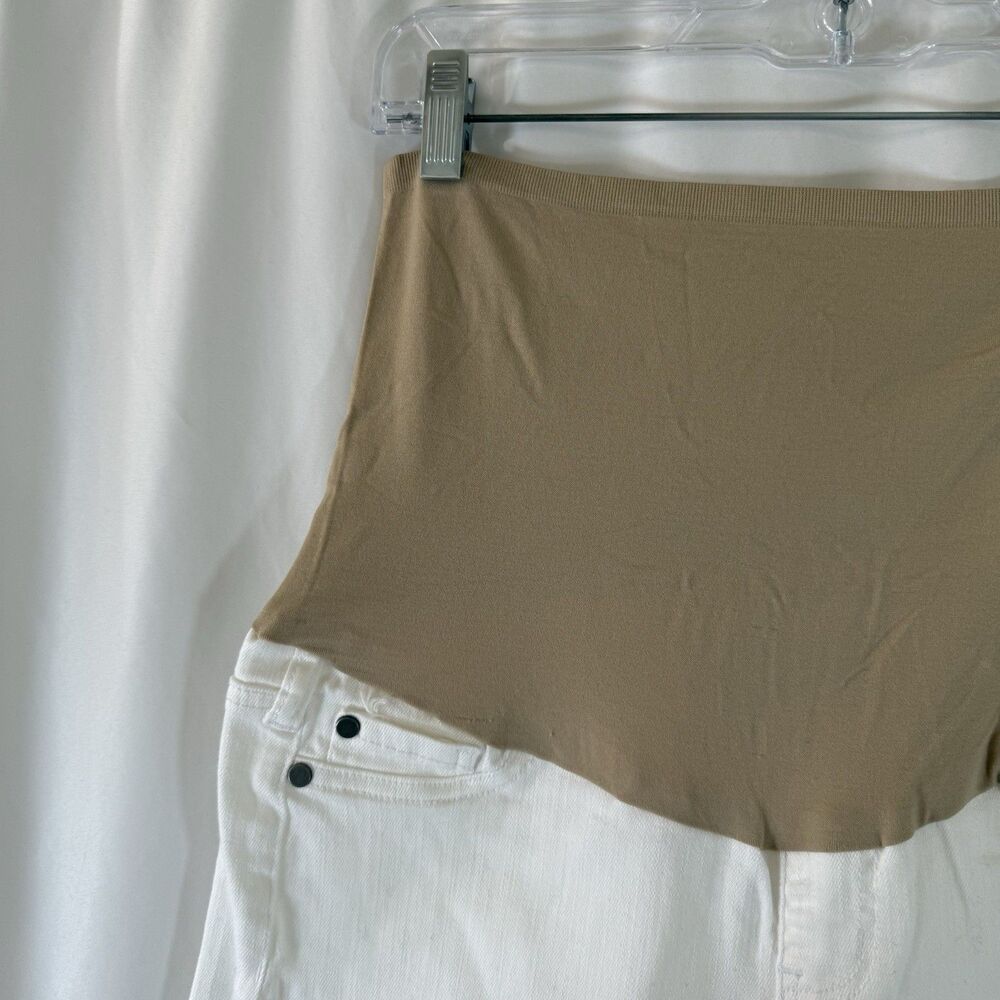 New Liz Lange Maternity Shorts Women's 6 White Pull On Cut Off 3.5" Inseam - Picture 3 of 10